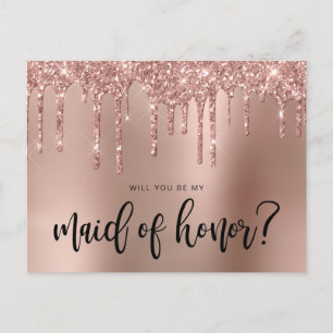 Ro guld kommer du att vara min maid of honor inbjudan vykort