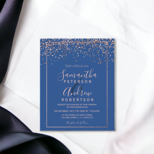 Ro guld konetti blå budget bröllop (Rose gold confetti blue budget wedding)
