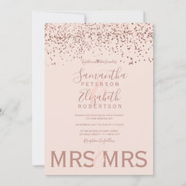 Ro guld konetti  rosa lesbisk bröllop inbjudningar