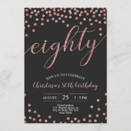 Ro Guld Konfetti Elegant 80:e födelsedagen Kvinnor Inbjudningar