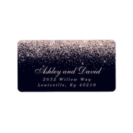 Ro Guld Konfetti marinblå modern Adress Adressetikett