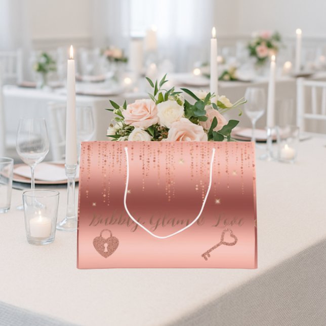 Ro Guld Konfetti Möhippa (Bubbly, glam & love — the perfect rose gold sparkle bag for luxe bridal shower gifting)