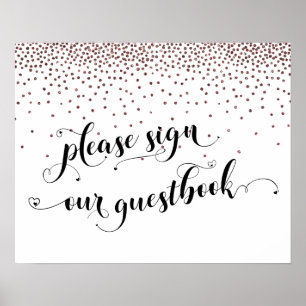 Ro Guld-konfetti Skriv under vårt Guestbook-tecken Poster