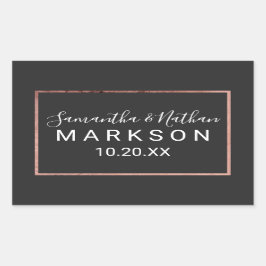 Ro Guld kontur Gräns Simple Black Bröllop Rektangulärt Klistermärke