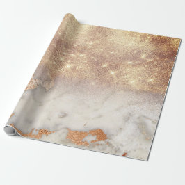Ro Guld koppar Grått Abstrakt Marble Glitter Spar Presentpapper