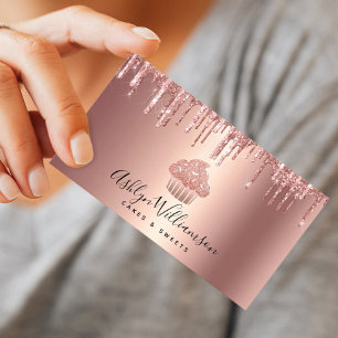 Ro Guld kopparcuptårta Glitter Drivrutiner Bakery  Visitkort