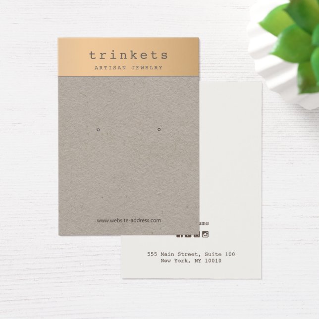 Ro Guld Kraft Earring Jewelry Visning Card Visitkort (Skivbord)