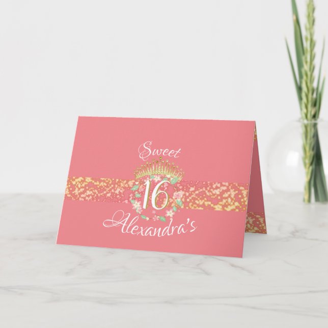 Ro Guld Krona Sweet sixteen Firande Inbjudan (Framsida)