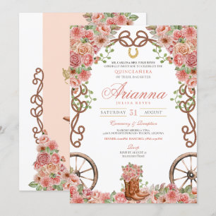 Ro Guld Land Western Charra Ranch Quinceañera Inbjudningar