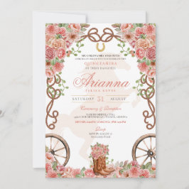 Ro Guld Land Western Charro Ranch Quinceanera Inbjudningar