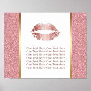 Ro Guld Läppar Faux Glitter-leverantörshändelse Poster