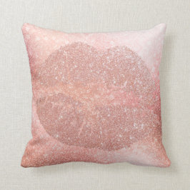 Ro Guld Läppar Glitter Sparkly Kiss Glam Kudde