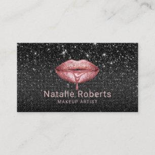Ro Guld Läppar Makeup MArtist odern Black Glitter Visitkort