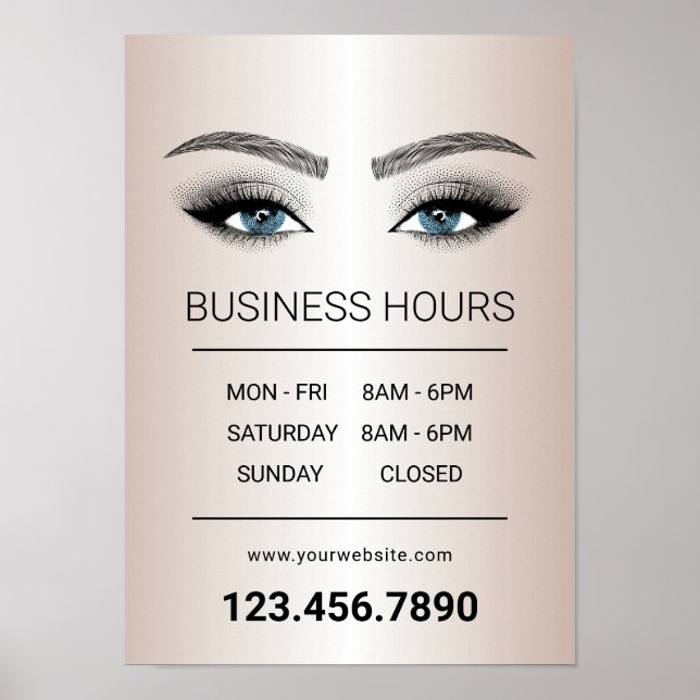 Ro Guld Lash Brows Beauty Salon-öppettider Poster (Framsidan)