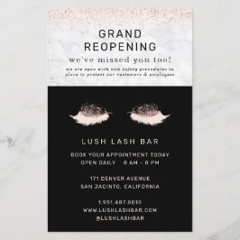 Ro Guld Lash Salon Grand Reöppning Covid Safety Flygblad