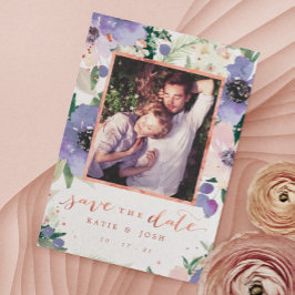 Ro Guld & Lavender Boho Photo Save Date Inbjudningar