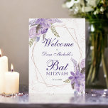 Ro guld lila blommigt vattenfärgsfärg Bat mitzvah Poster<br><div class="desc">Den geometriska typografin ram och glitter i guld är Bat mitzvah välkomna med handmålad grönfärgsfärg löv grenar,  lila lavenderblommor,  ro för perfekt och sommar.</div>