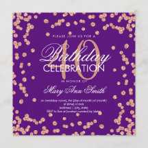 Ro Guld Lila Glitter Konfetti 40:e födelsedagen