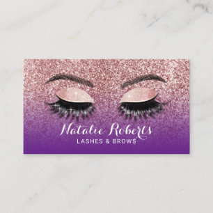 Ro Guld Lila Ombre Eyelash Extensions Salon Visitkort