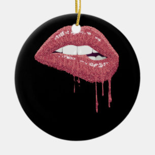 Ro Guld Lipstick Kiss Hett 80-årsjubileum Drip L Julgransprydnad Keramik