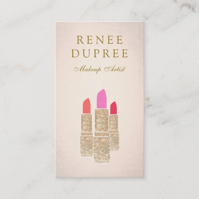 Ro Guld Lipstick Makeup Artist Beauty Salon Visitkort (Framsida)
