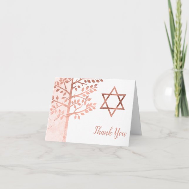 Ro Guld Livets träd Bat mitzvah Tack (Framsida)