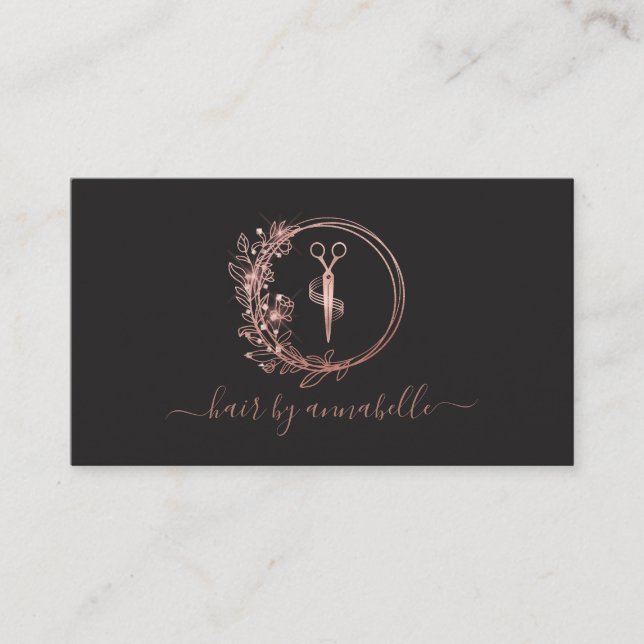 Ro Guld Logotyp Hairstylist Visitkort (Framsida)