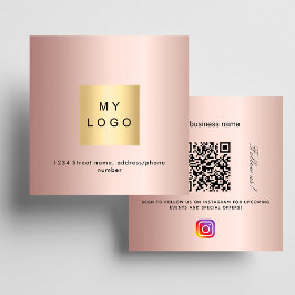 Ro guld logotyp QR-kod Instagram följer efter oss Fyrkantigt Visitkort