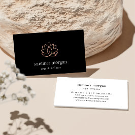 Ro Guld Lotus Logotyp | Yoga Hälsa Meditation Visitkort