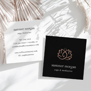 Ro Guld Lotus Logotyp Yoga Meditation Hälsa Fyrkantigt Visitkort
