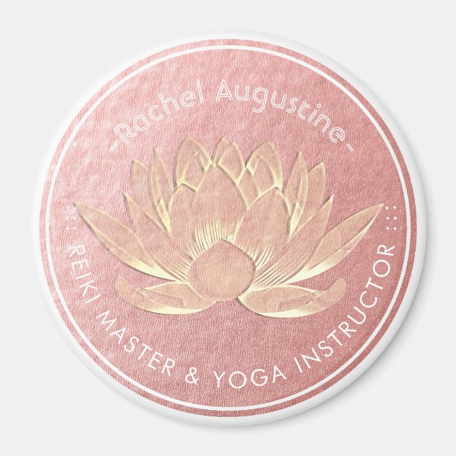 Ro Guld Lotus Yoga Studio Meditation Instructor Magnet (Framsidan)