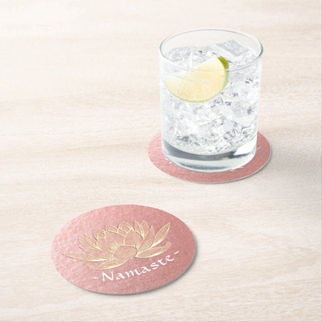 Ro Guld Lotus Yoga Studio Meditation Instructor Underlägg Papper Rund (Insitu)