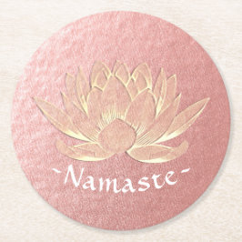 Ro Guld Lotus Yoga Studio Meditation Instructor Underlägg Papper Rund