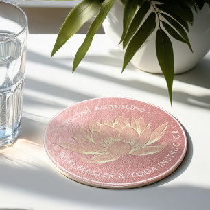Ro Guld Lotus Yoga Studio Meditation Instructor Underlägg Papper Rund