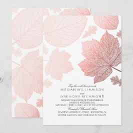 Ro Guld Löv Elegant White Fall Wedding Inbjudningar