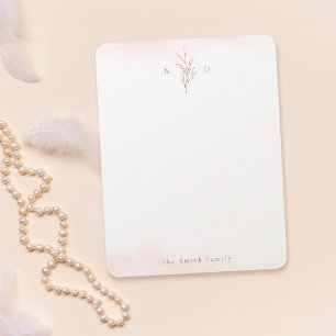 Ro guld löv monogram personlig Stationery Anteckningskort