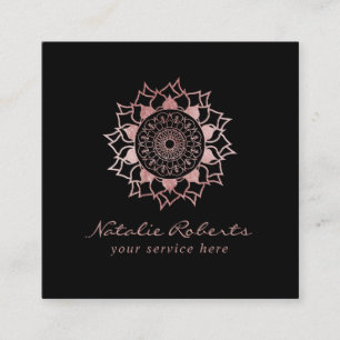 Ro Guld Mandala Flower Logotyp Beauty Salon Spa Fyrkantigt Visitkort