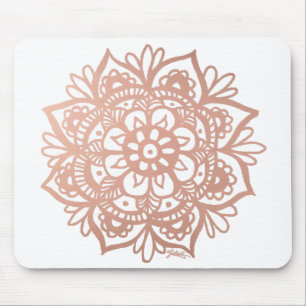 Ro Guld Mandala Flower Rosa Mousepad Musmatta