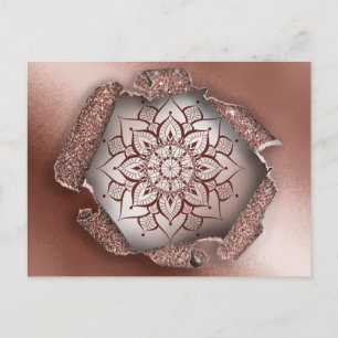 RO GULD MANDALA GLITTER TORN PAPPER VYKORT