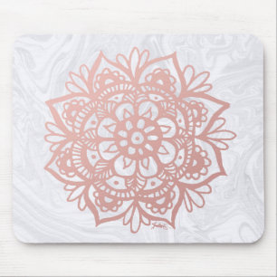 Ro Guld Mandala om Vita Marble Mousepad Musmatta