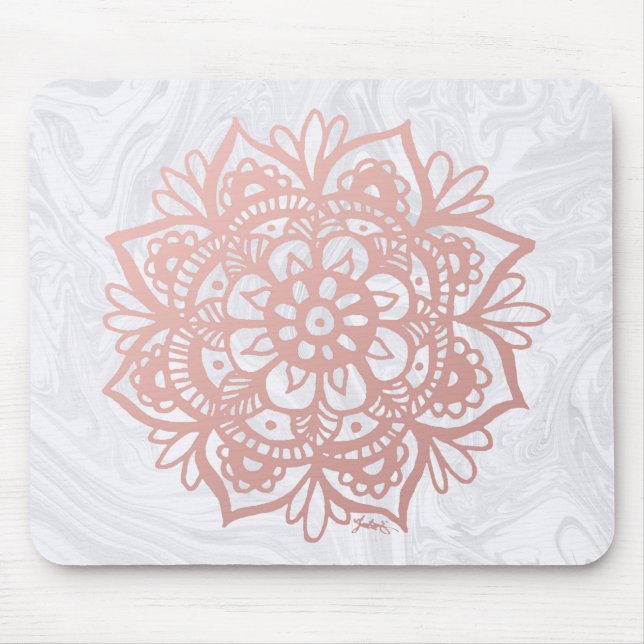 Ro Guld Mandala om Vita Marble Mousepad Musmatta (Framsidan)