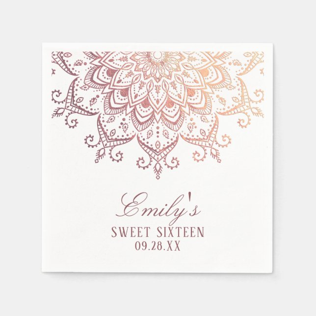 Ro Guld Mandala Sweet 16 Pappersservett (Framsidan)