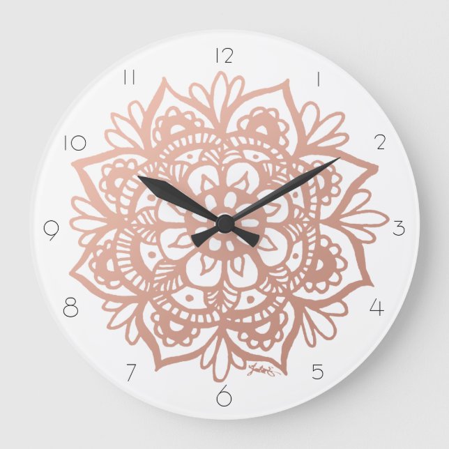Ro Guld Mandala Wall Clock Stor Klocka (Framsida)