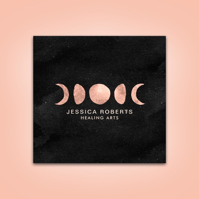 Ro Guld Måne Phases Andlig Zen Fyrkantigt Visitkort (Skapare uppladdad)