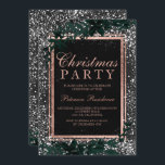 Ro-guld manuset löv snö-chalkboard jul inbjudningar<br><div class="desc">En modern,  chic och elegant ro guld typografi Blommigt julfest med handmålad grönt löv blad på en rustik,  strimlad svart krita med vitt grönt och snö.</div>