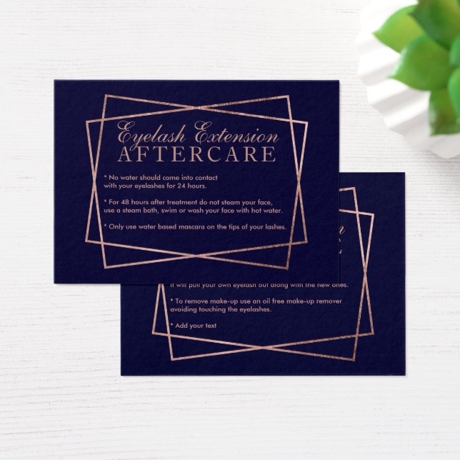 Ro guld-manuset marin blå ögonelash-efterbehandlin visitkort (Skivbord)