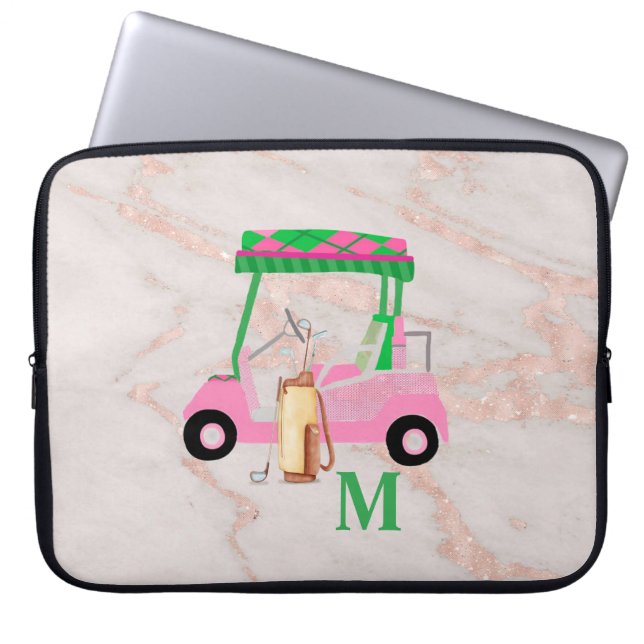Ro Guld Marble Chic Golf Gal Laptop Fodral (Framsidan)