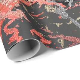 Ro Guld Marble Coral Black Graphit Grått Abstrakt Presentpapper