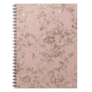 Ro Guld Marble Dusky Rosa Faux Glitter Anteckningsbok