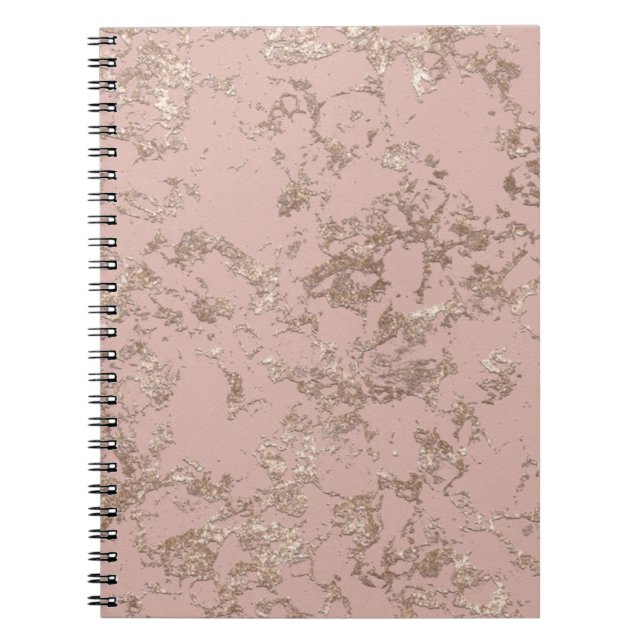 Ro Guld Marble Dusky Rosa Faux Glitter Anteckningsbok (Framsidan)